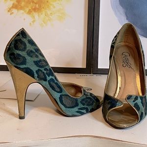Animal Print Peep Toe Heels